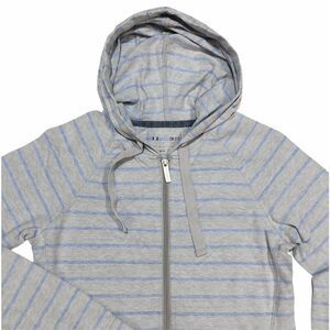 Under Armour Women's Small Semi-Fitted Striped Light Full Zip‎ Hoodie Gray Blue